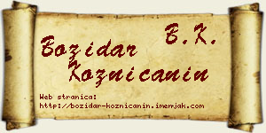 Božidar Kozničanin vizit kartica